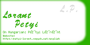 lorant petyi business card